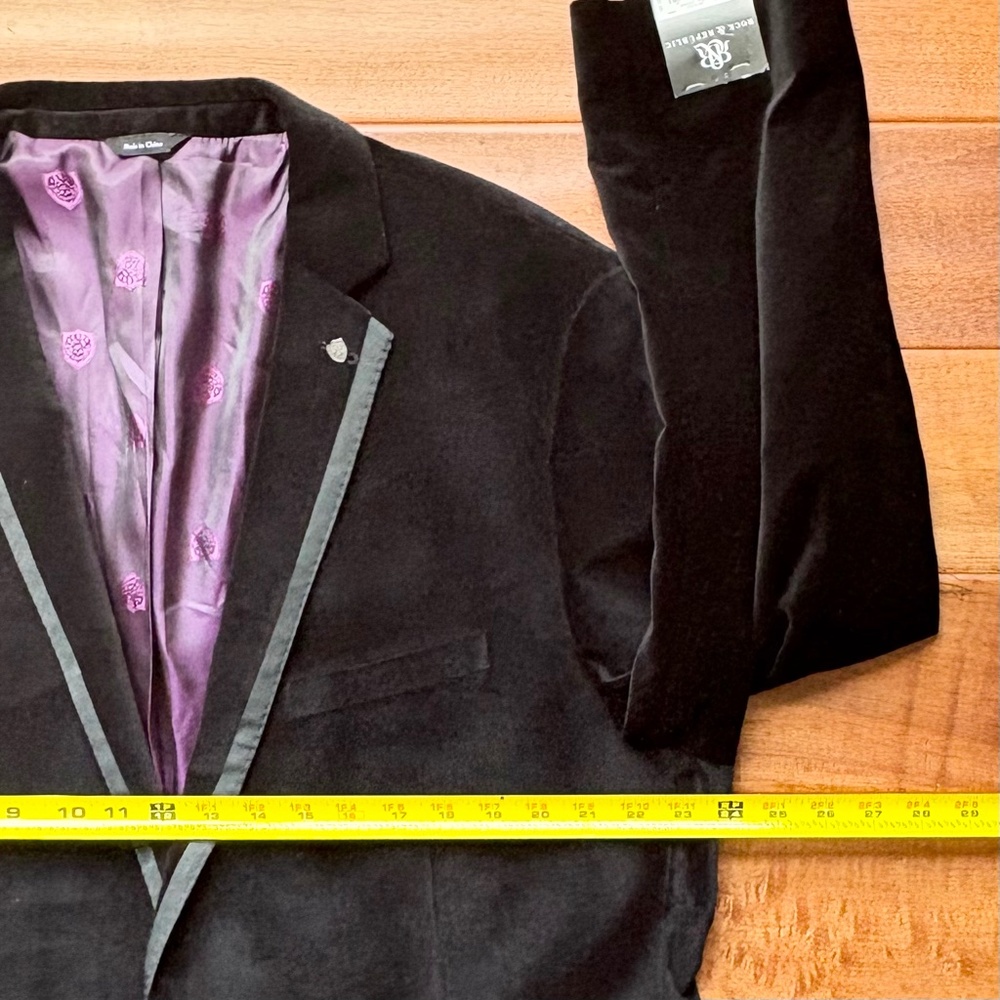 Rock & Republic Black‎ Velvet Suede Sport Coat Mens 48R - Picture 11 of 13